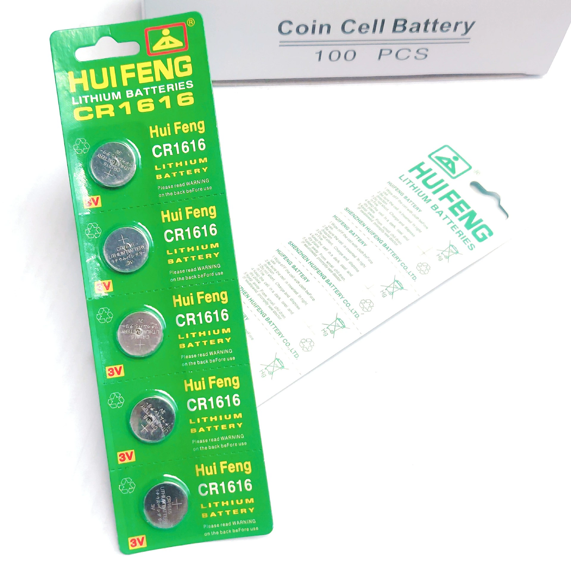 3v CR1616 Huifeng, экологически чистый кнопочный батарейный отсек на 100 таблеток