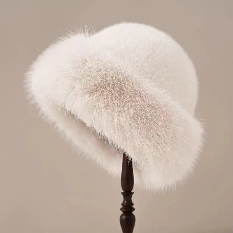 2024 new Mongolian hat thick warm imitation fur fashion basin hat imitation mink women fisherman hat in stock wholesale