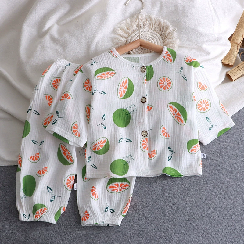 Children's summer thin set for boys, cotton gauze pijama, children's clothing