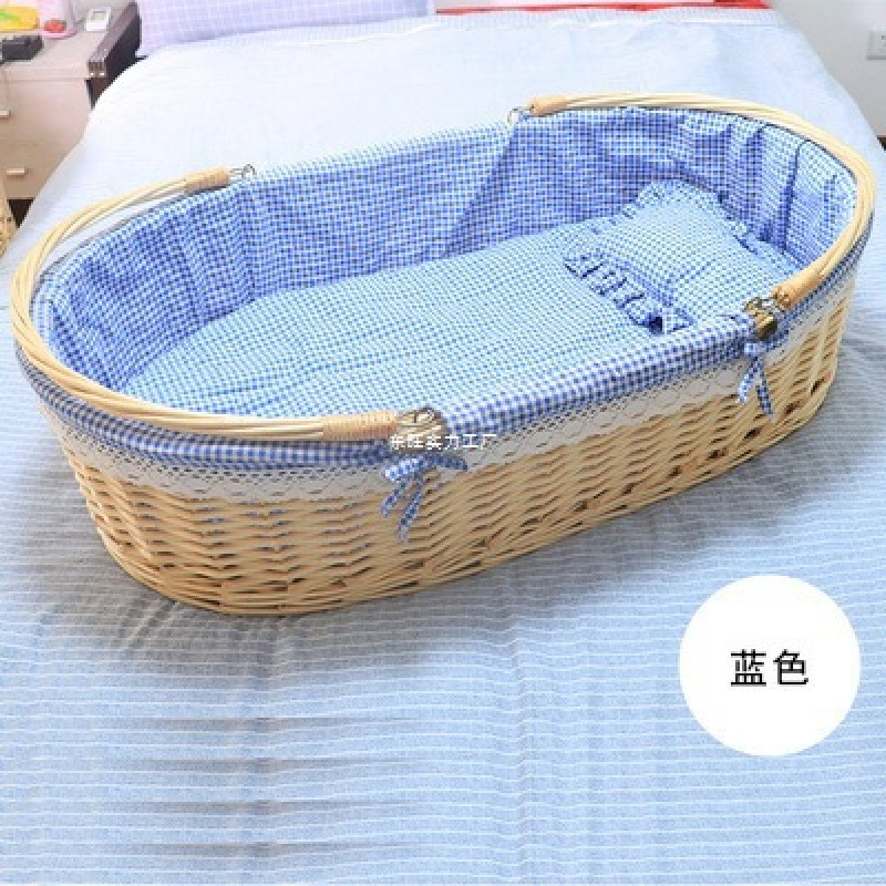 Rattan Baby Cradle Bed Car Soothing Sleeping Basket Baby Bed Newborn Portable Portable Basket Solid Wood Cradle Rocking Nest