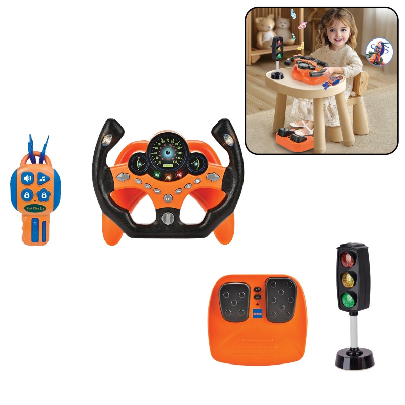 跨境儿童U型赛车方向盘仿真模拟油门驾驶汽车婴幼儿灯光音乐玩具