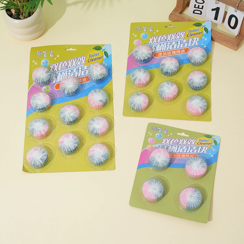 Блистерная упаковка двухцветного туалетного блока с двойным эффектом, чистящее средство для унитаза с ароматом, дезодорирующее, подавляющее запахи, антибактериальное.