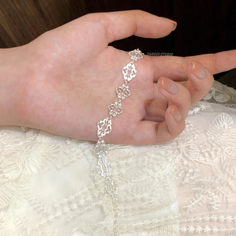 银佳银饰 足银999  镂空花丝如意手链  潮流 精品现货一件代发|undefined