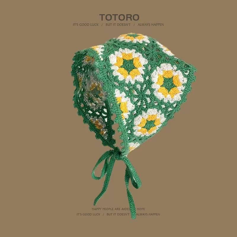 Toalla triangular hueca de punto transfronterizo Estilo pastoral retro francés Turbante fotográfico Turbante personalizado Tendencia