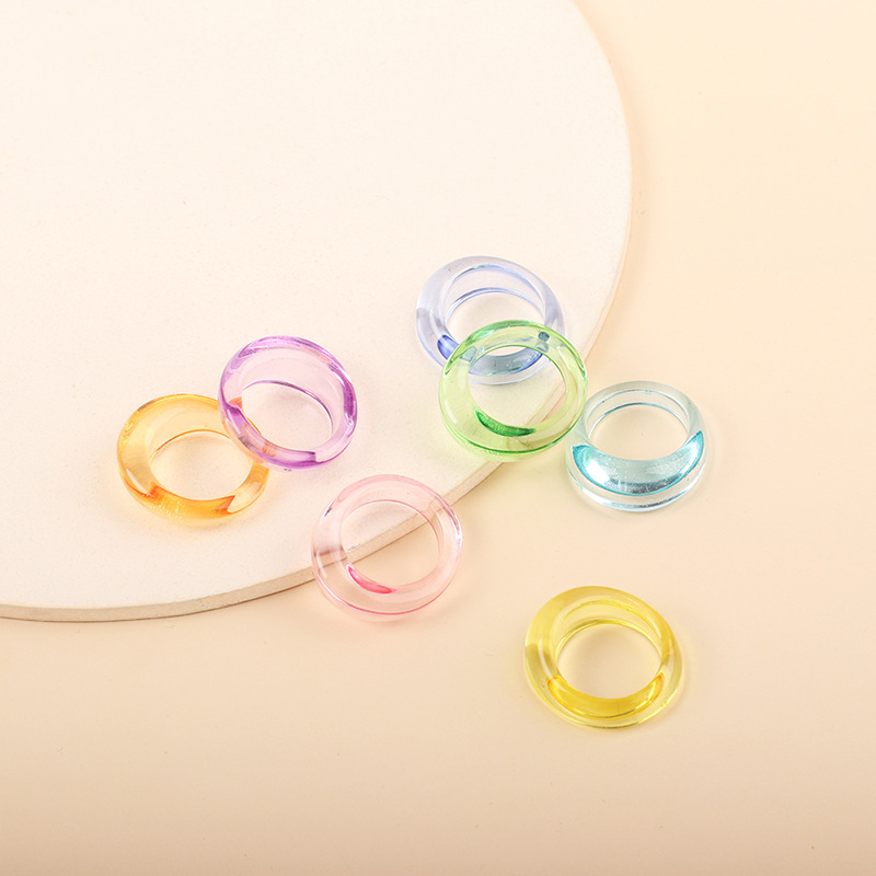 Fashion Candy Color Resin Transparent Ring Set display picture 7