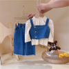 Spring children's set, denim trousers girl's, 2023 collection, autumn, western style, 3 piece set