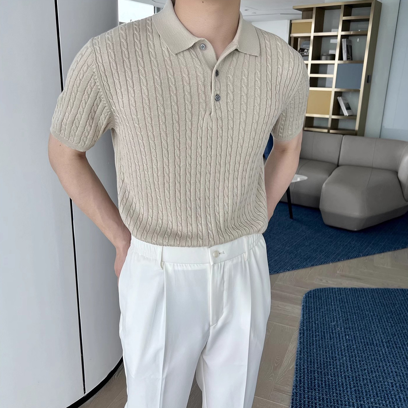 Camisa POLO, solapa, suéter de manga corta, giro masculino, negocios británicos, ocio, verano, marea de seda de hielo, comercio exterior, venta al por mayor transfronteriza image 4