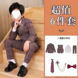 Children's Suit, Handsome Suit, British Boy's Style Plaid Suit, Boy's Piano Host Performance, Wedding Flower Girl