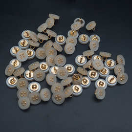 现货树脂圆形金属带脚金色手缝扣  女式衬衣开衫纽扣电镀合金扣子