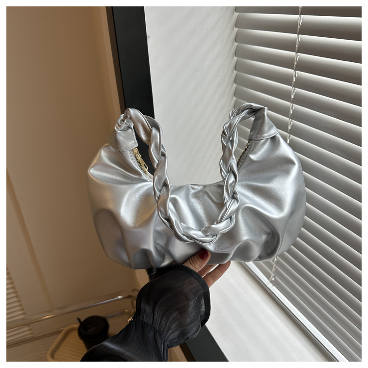 Cloud pleated single shoulder underarm bag with texture for women's 2024 new trendy internet celebrity handbag_senzul.com