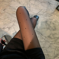 Hot girl black silk stockings polka dot pantyhose JK stewardess thin anti-snatch sexy stockings spring and autumn style