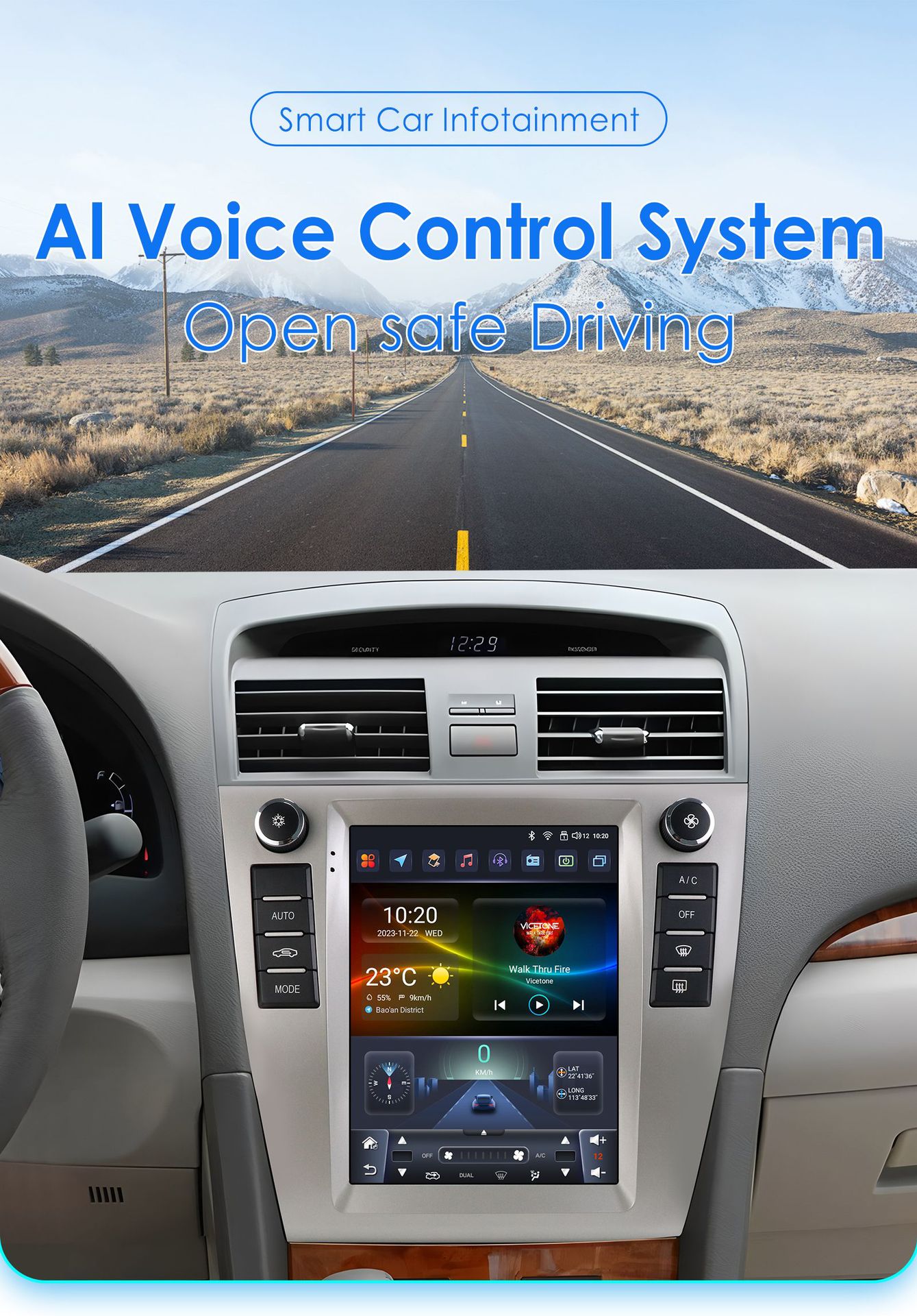 9.7inch Suitable for 06-11 Toyota Camry Android Car Bluetooth Vertical Screen Navigation Carplay