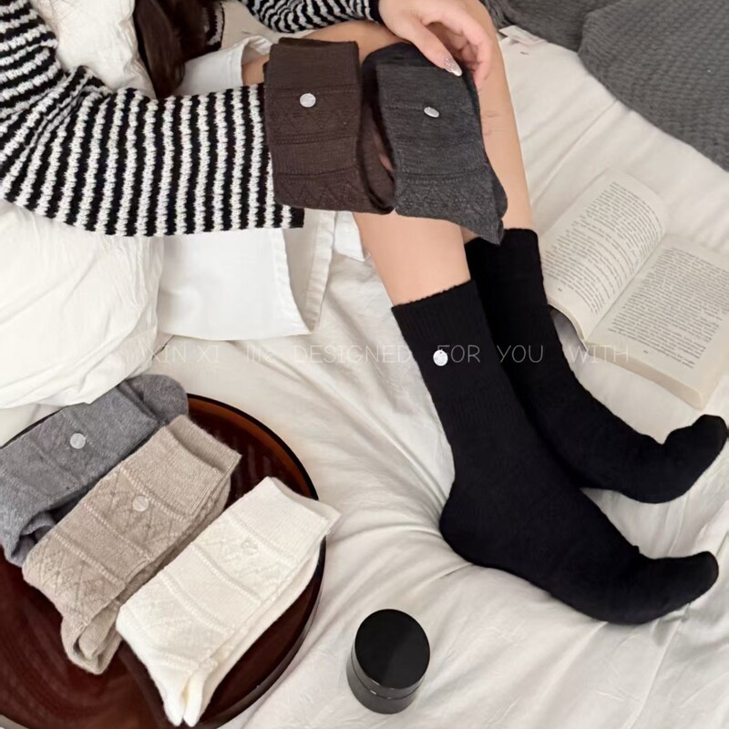 2026 Autumn/Winter New Wool Simple Shell Mid-Calf Socks Korean Style Thick Decorative Socks Versatile Slouch Socks 2026 Autumn/Winter New Wool Simple Shell Mid-Calf Socks Korean Style Thick Decorative Socks Versatile Slouch Socks