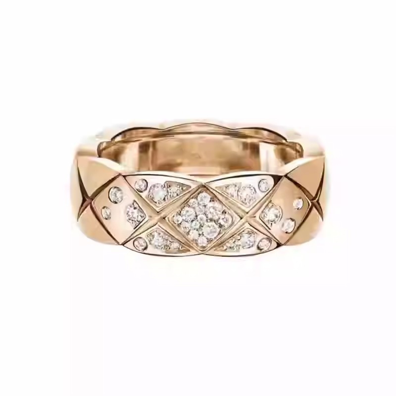 ココ菱形模様リング シルバー18金メッキ ins重ね付け対応 幅広・細めバージョン シャネル風カップルリング ペアリング|undefined