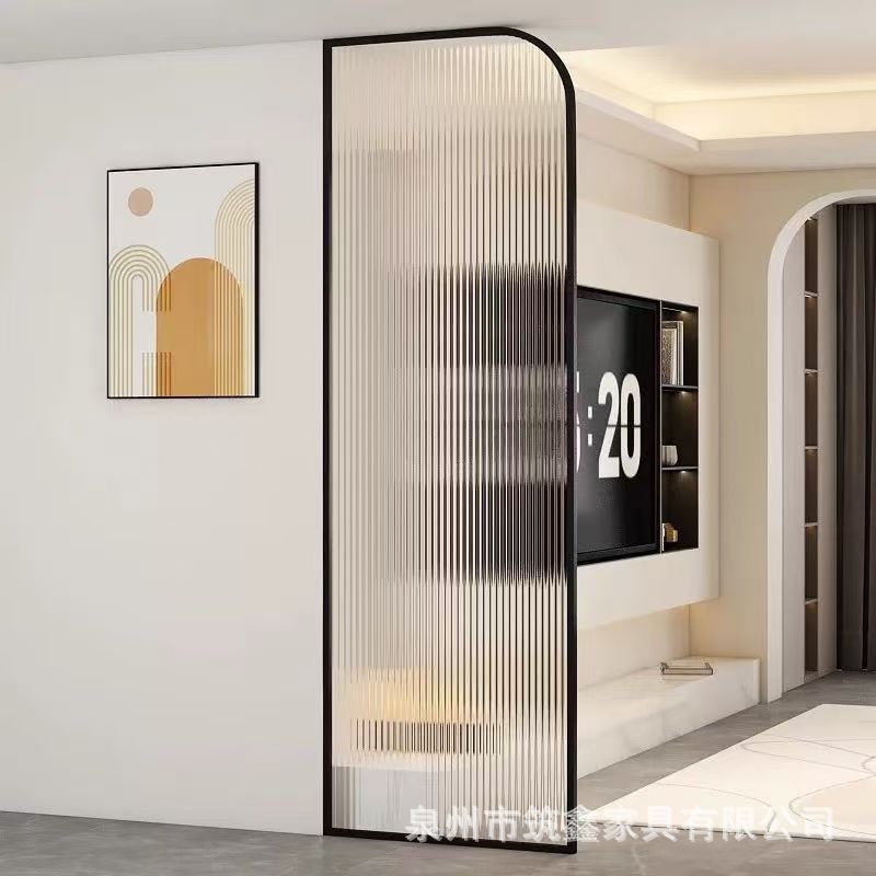 Nordic Light Luxury Modern Guest Restaurant Stainless Steel Changhong Glass Screen Simple Art Entrance Partition Decoration