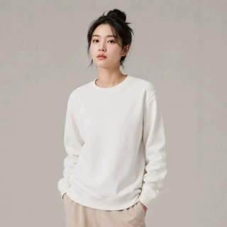 秋冬羊毛蚕丝卫衣男女同款华夫格圆领简约百搭纯色休闲服长袖卫衣
