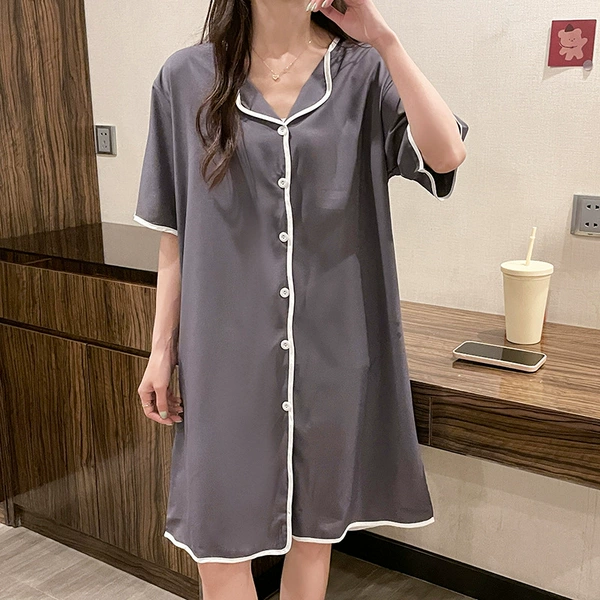 Wavy short-sleeved skirt #grey