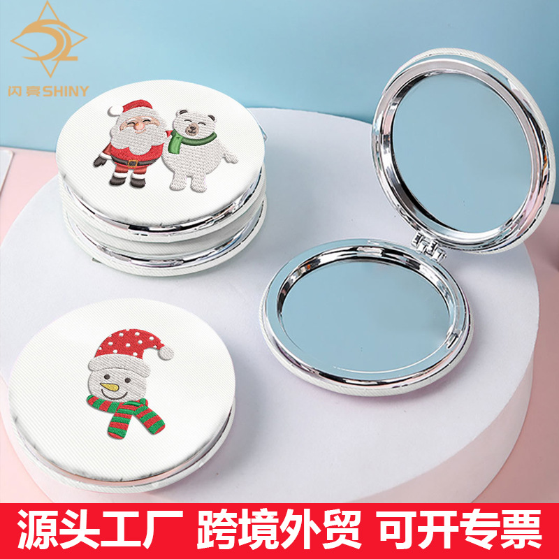 cartoon round handheld folding double sided embroidery