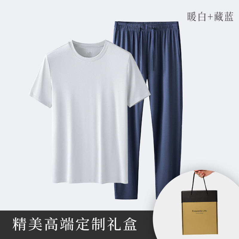 80 pijamas modales de verano de doble cara para hombre, pantalones de manga corta, ropa de hogar informal y agradable para la piel