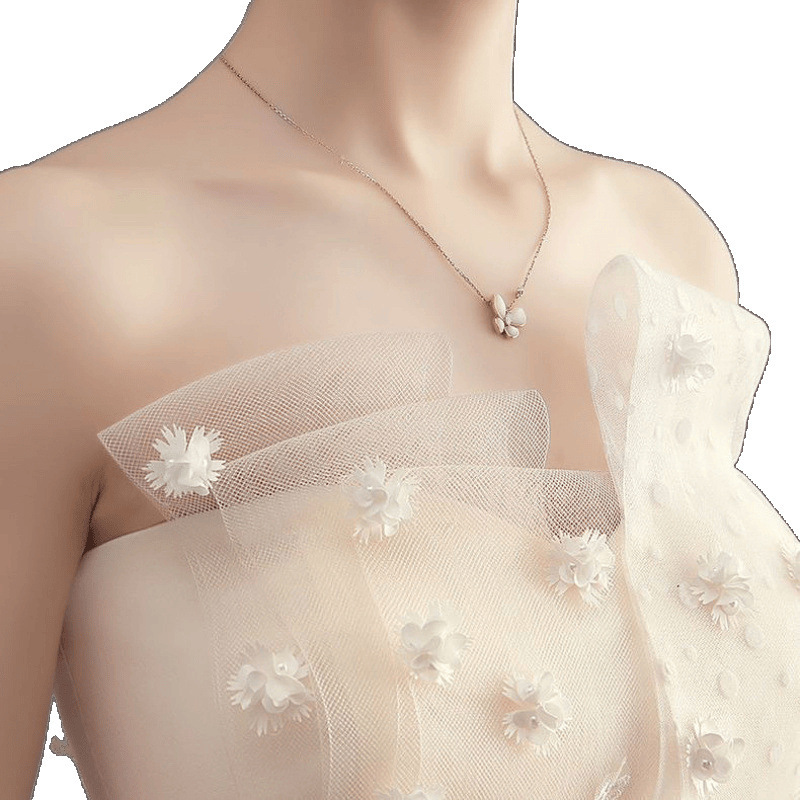 ウェディングドレス花嫁2025新作妊婦フレンチシンプルで雰囲気のあるプチプリンセス風チューブトップライトメインドレス|undefined