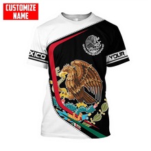 跨境欧码外贸3D数码印花墨西哥盾徽系列爆款小众短袖T恤