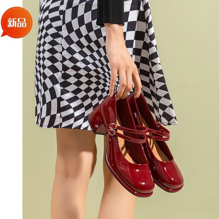 French High Heel Mary Jane Shoes 2025 Spring and Summer New Arrival Retro Medium Thick Heel JK Single Shoes Fairy Style Fashion High Heels French High Heel Mary Jane Shoes 2025 Spring and Summer New Arrival Retro Medium Thick Heel JK Single Shoes Fairy Style Fashion High Heels