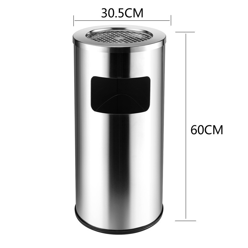 Comercial grande de acero inoxidable clasificación basura con Cenicero gran capacidad al aire libre Hotel vertical al aire libre extintor cubo