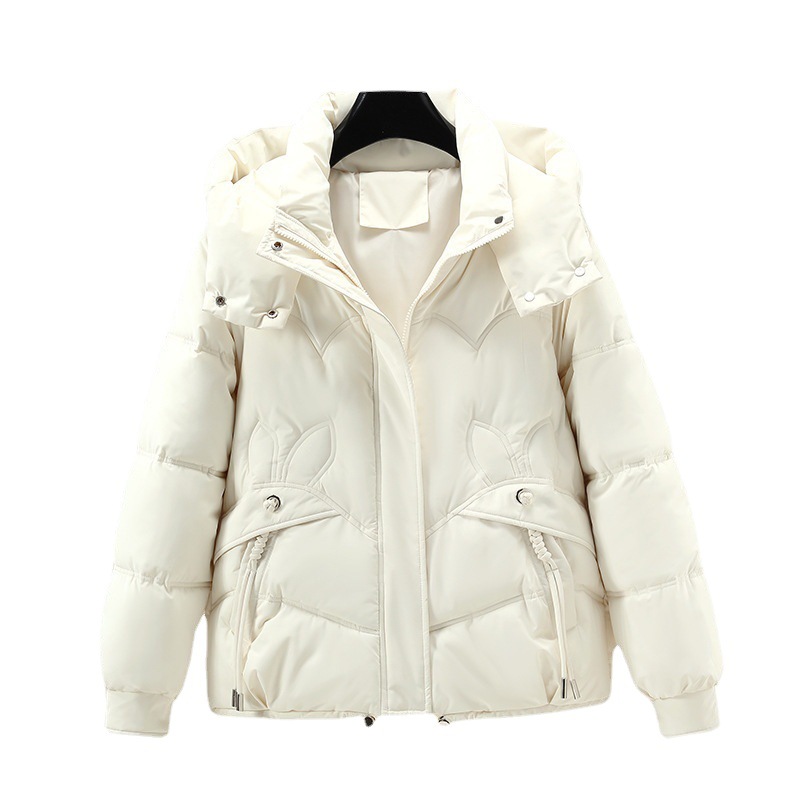 2024 invierno nuevo estilo europeo chaqueta de algodón de pluma de moda mujer con sombrero de diseño de algodón chaqueta de algodón corta de moda image 5