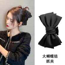 高级感布艺发抓缎面蝴蝶结头饰后脑勺大发夹抓夹女夏季发卡发饰潮