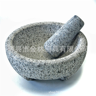 Manufacturer Wholesale Custom Mexican Mortar Grinder Garlic Jar Garlic Three-Legged Stone Bowl Natural Granite Kitchen Tool