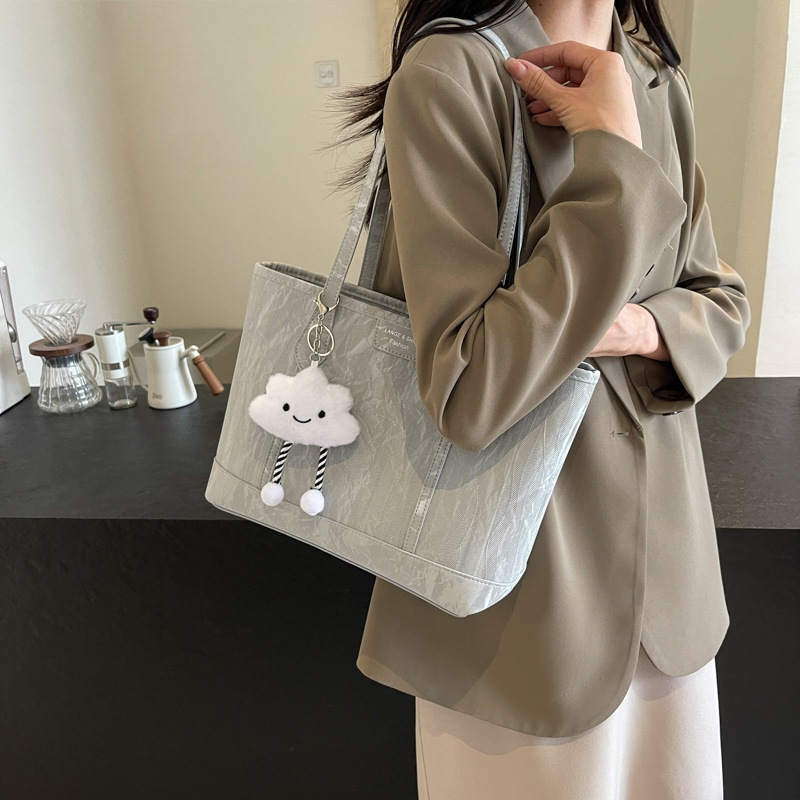 大容量通勤バッグ女性のための 2025 新しいファッション韓国トートバッグプレミアム外国スタイルショルダーバッグ|undefined