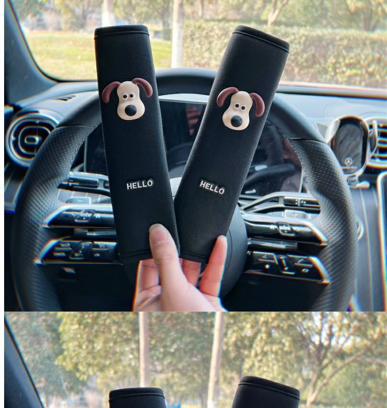 Car Head Dog Safety Belt Shoulder Pad Car Cartoon Cute Universal Safety Belt Cover Safety Belt Car Interior Decoration