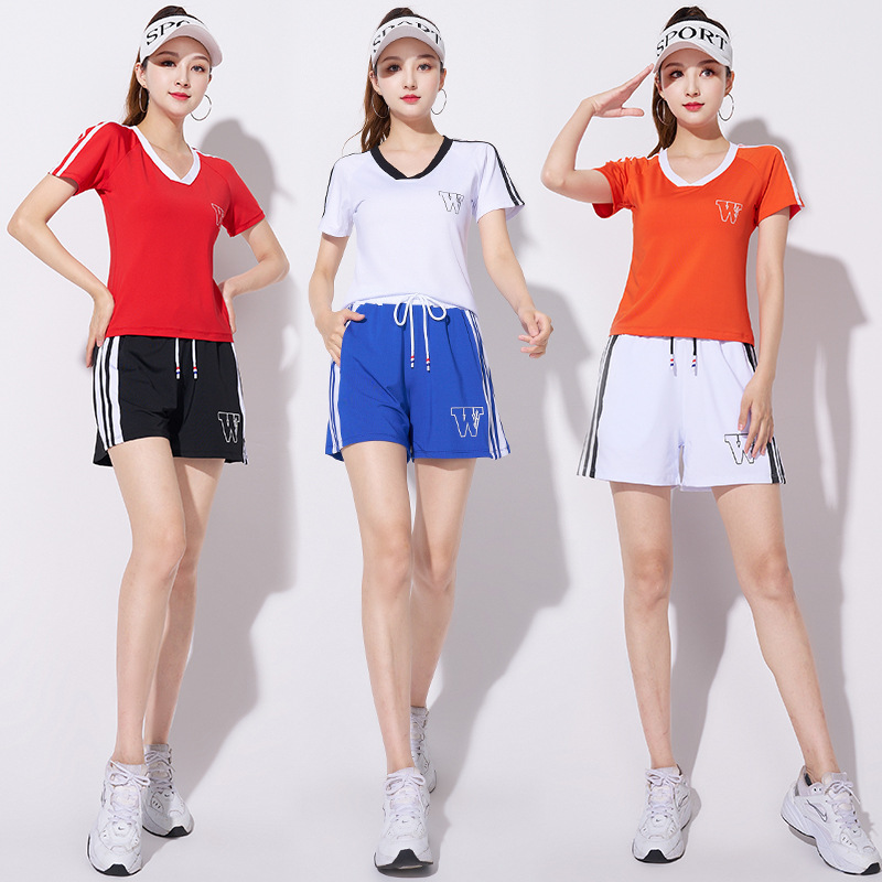 New Square Dance Costume Summer Round Neck Short-sleeved Shorts Group Cheerleading Costume Jumping Aerobics Costume Women