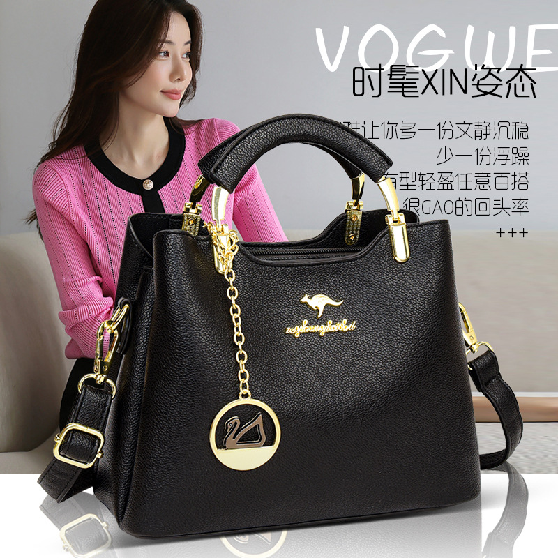 Bolsa de mano de lujo ligera multicapa de cuero suave de moda universal de moda moda moda de un solo hombro mochila