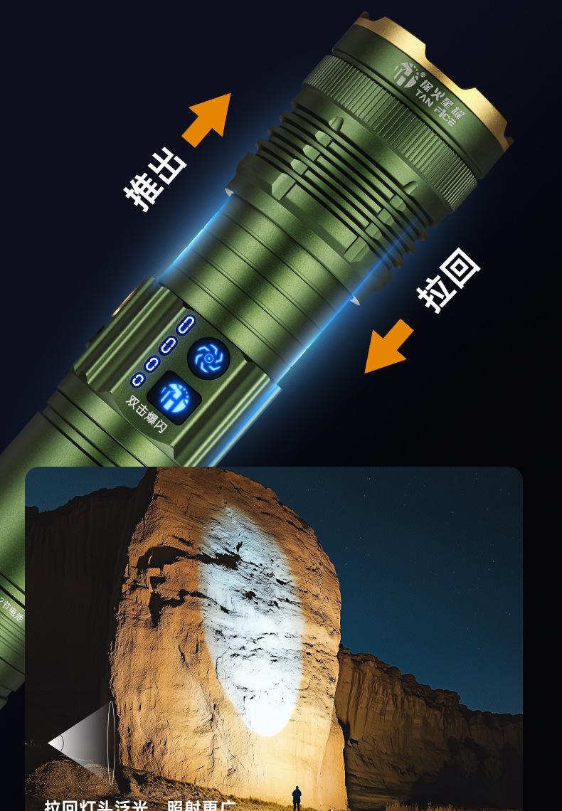 Cross-Border High-Intensity Ultra-Bright Flashlight with Multiple Light Sources, Ultra-Long Battery Life, Aluminum Alloy Night Lighting, Fishing Stand, Night Fishing Light