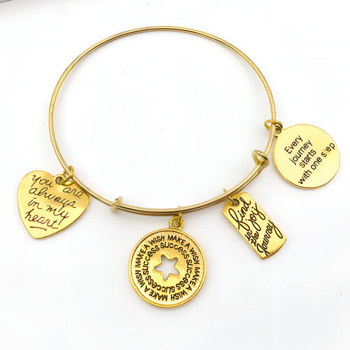 Ancient gold zinc alloy inspirational English letters round rectangle mixed key chain bracelet necklace tag accessories