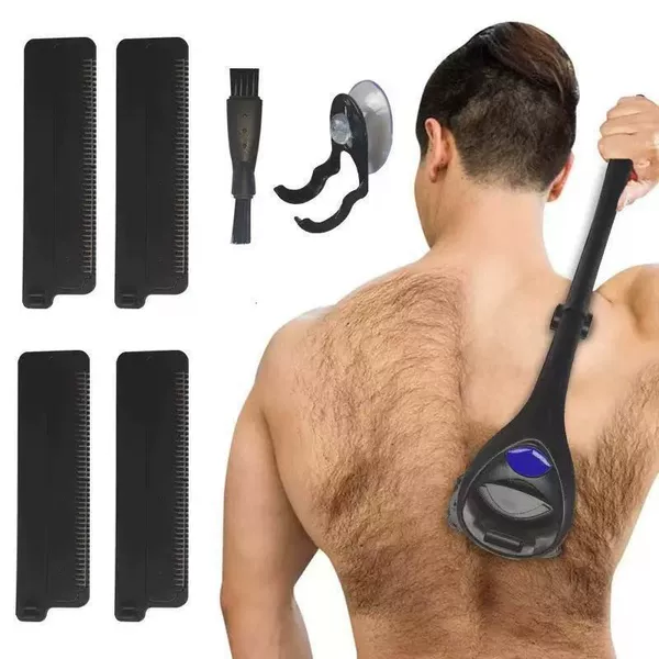 Cross-Border Amazon Back Hair Shaver, Painless Shaving Razor, Manual Back Hair Shaver with Long Handle, Foldable Shaving Razor