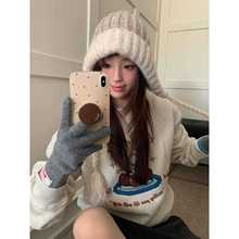 加厚拼色针织包头帽女冬季韩系保暖百搭大头围巴拉克拉套头毛线帽