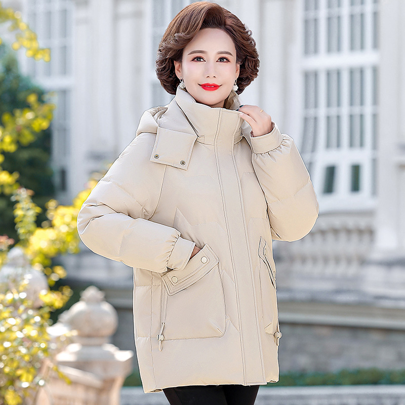 Brand Middle-Aged Mother's Short down Jacket for Women, 2025 Winter New Fashion, Stylish, Thickened, Warm White Duck down Coat