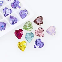 Dongzhou Crystal Peach Heart маникюрный бриллиант K9 вспыхивает любовь шампанское золотое сердце в форме острого дна ювелирные аксессуары DIY оптом