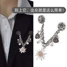 跨境新款夏季胸针雏菊配饰珍珠女小众轻奢高级感饰品配件义乌批发