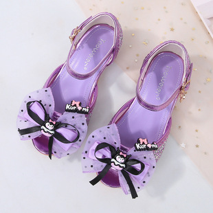 Girls' Summer High Heeled Sandals Children's Princess Culomi Crystal Shoes Little Girls Big Children's Shoes Baby Mary Jane
