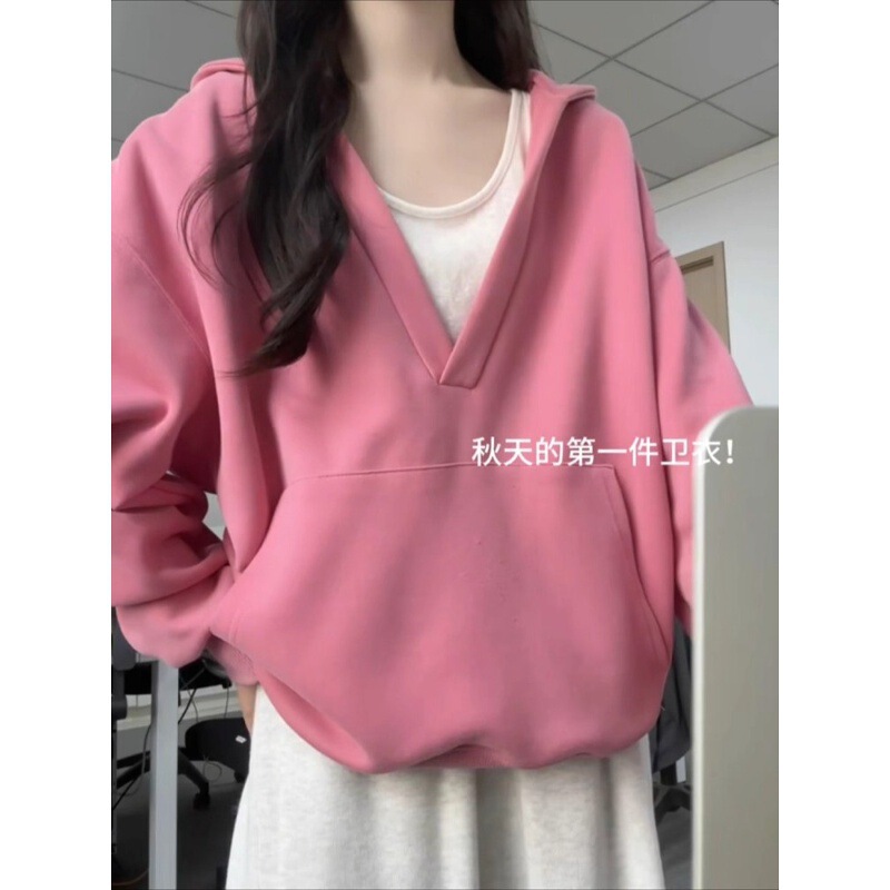 American-Style Lazy Chic Super Stylish Hooded Sweatshirt for Women Early Autumn Korean Chic Loose Relaxed Top