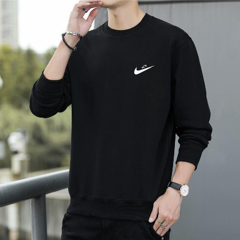 Men's 2024 Spring and Autumn New Sweater Men's Solid Color Trendy Brand Long Sleeve Men's T-Shirt Casual Round Neck Pullover Top Tops