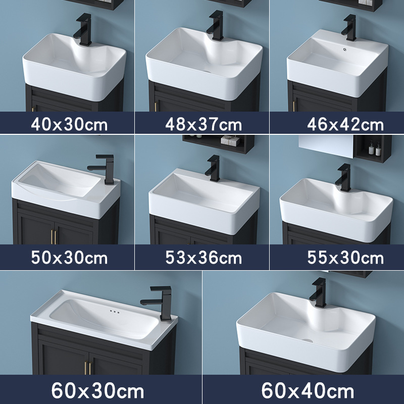 Aleación de aluminio pequeño apartamento gabinete de baño balcón lavabo de cerámica integrado lavabo de tipo de piso pequeño lavabo