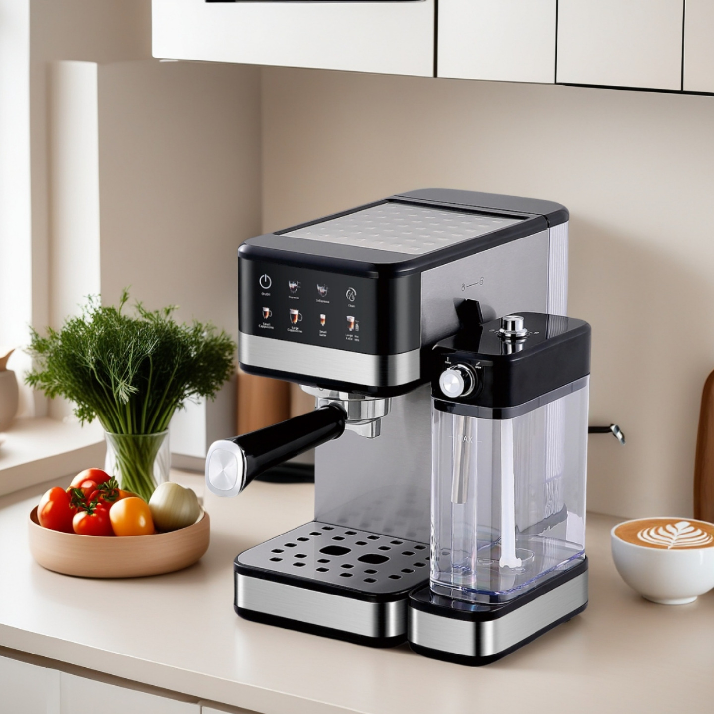 Italian Semi-automatic Espresso Machine Household With Milk Carton High Pressure Steam Milk Foam Fancy Machine Touch_voghion.com