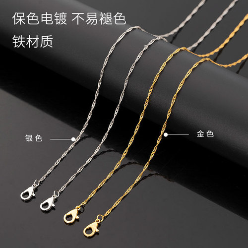 Korean-style Wish cross-border source European and American style silver-plated necklace, water wave chain pendant with chain, short clavicle necklace