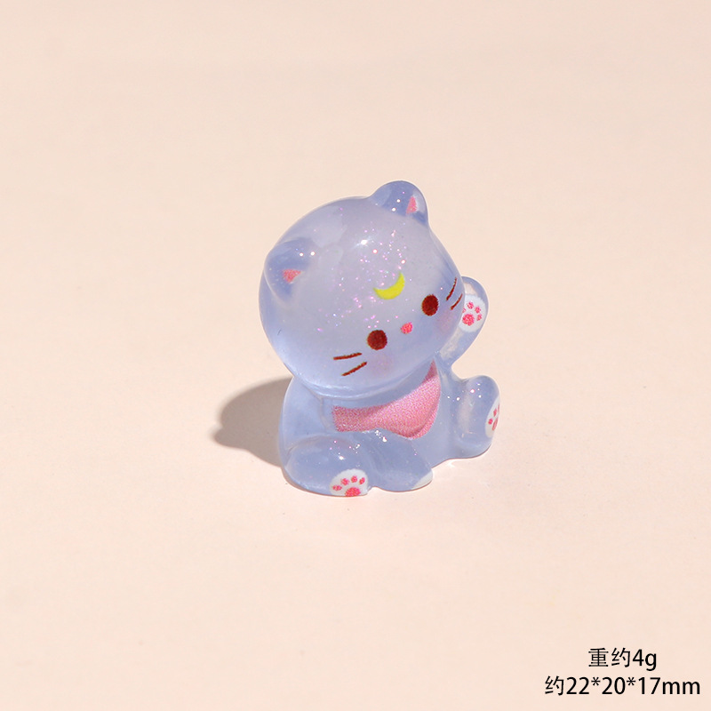 卡通夜光坐立露娜猫咪动物树脂小摆件diy钥匙扣挂件桌面车载摆件|undefined