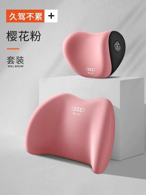 Car Headrest, Neck Pillow, Headrest - pink-headrest-lumbar-support-car-logo