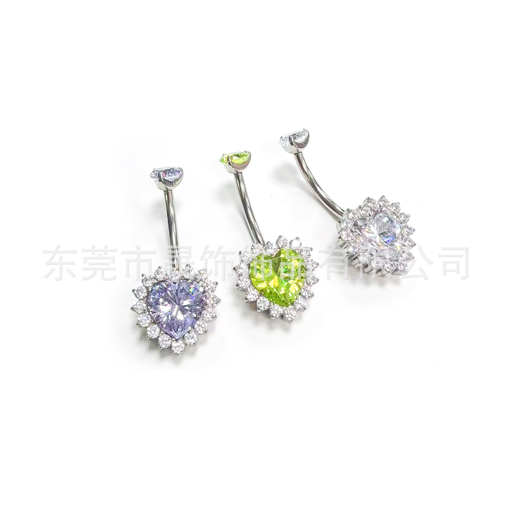 F136 Titanium Alloy Heart 肚 Navel Ring Set With Cubic Zirconia Heart Navel Ring G23 Titanium 人体 Piercing Jewelry 脐饰